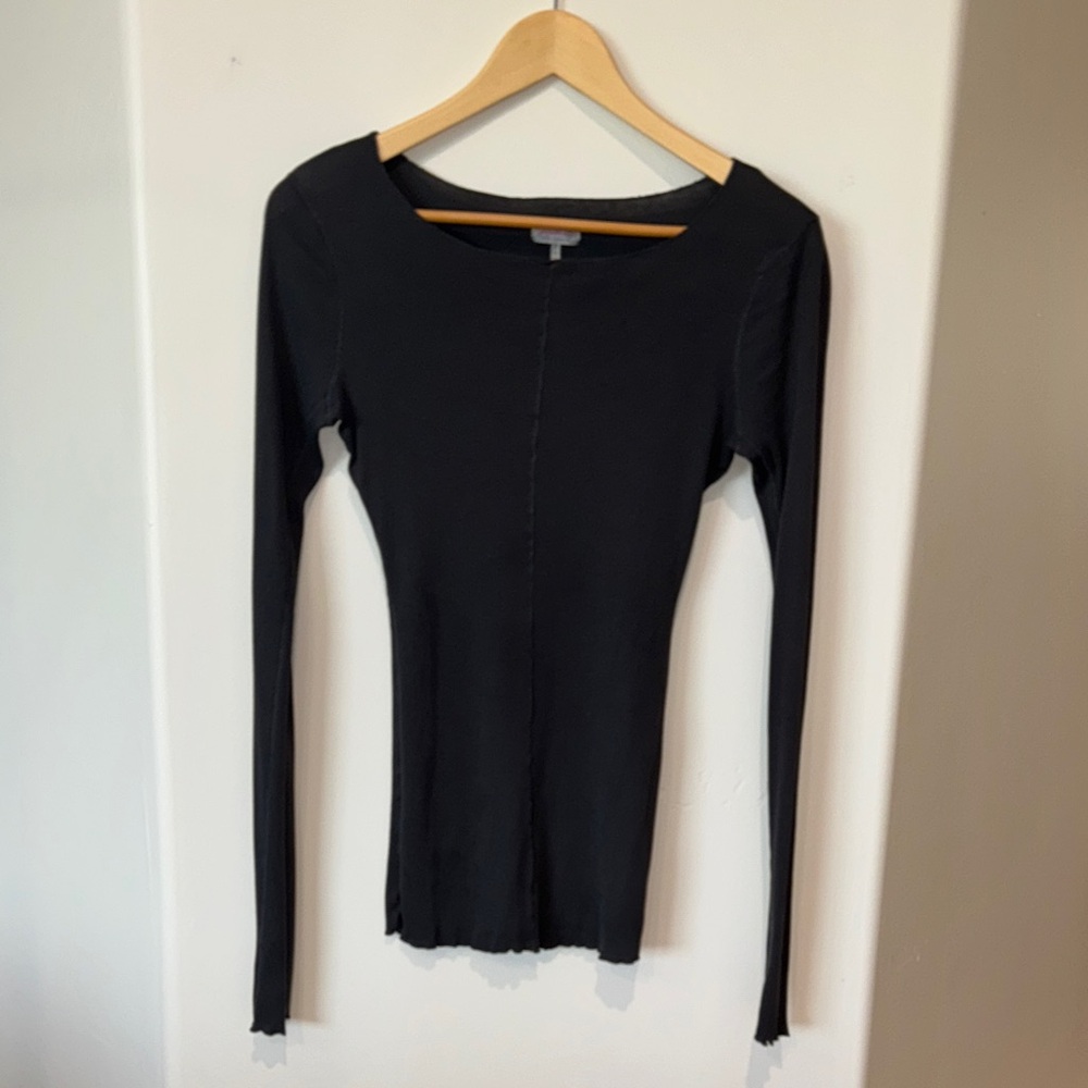 Free People Classic Black Long Sleeve Top